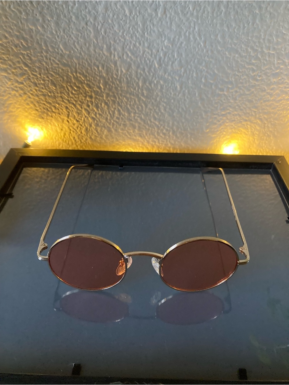 Boho Round Pink Tinted Sunglasses with Gold Frame - Picture 4 of 6